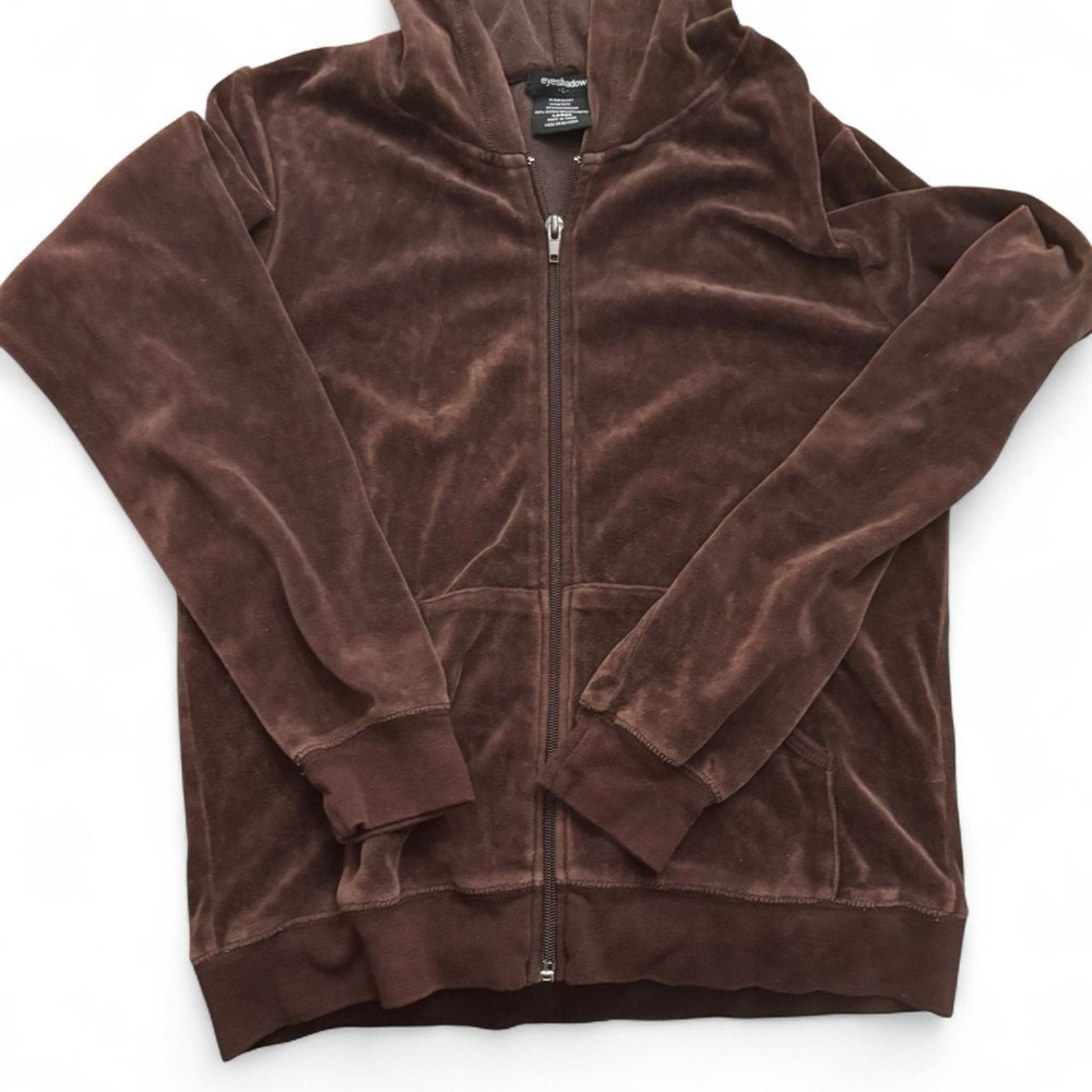 brown y2k faux velvet hoodie size large